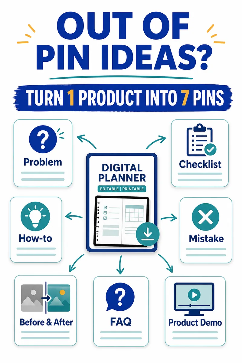 Seven Pinterest Pin ideas from one digital product