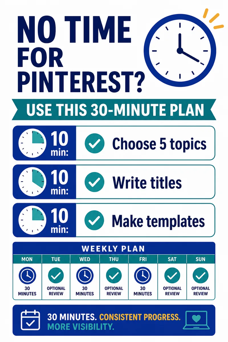 Thirty-minute Pinterest content plan for busy Etsy sellers