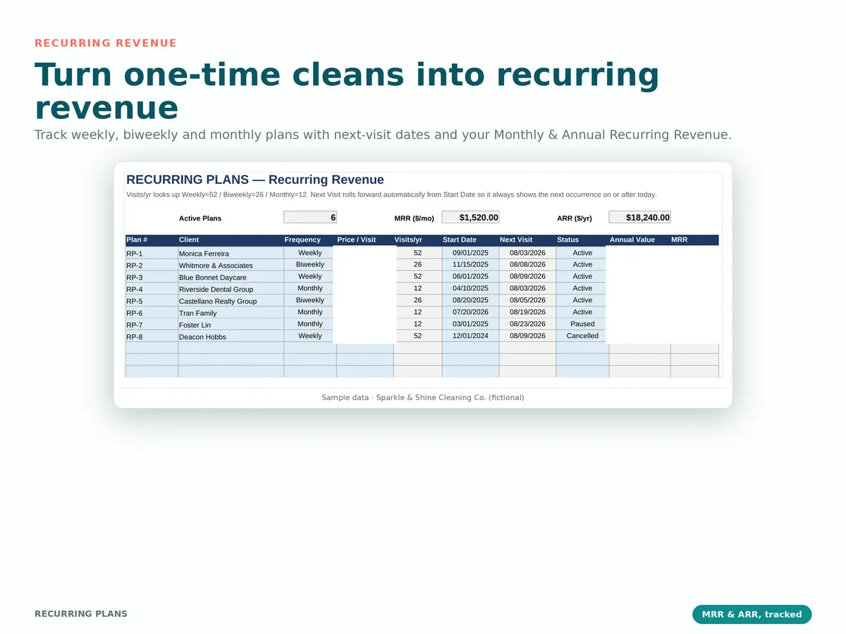 Cleaning Business Spreadsheet & Pricing Calculator — real screenshot 3