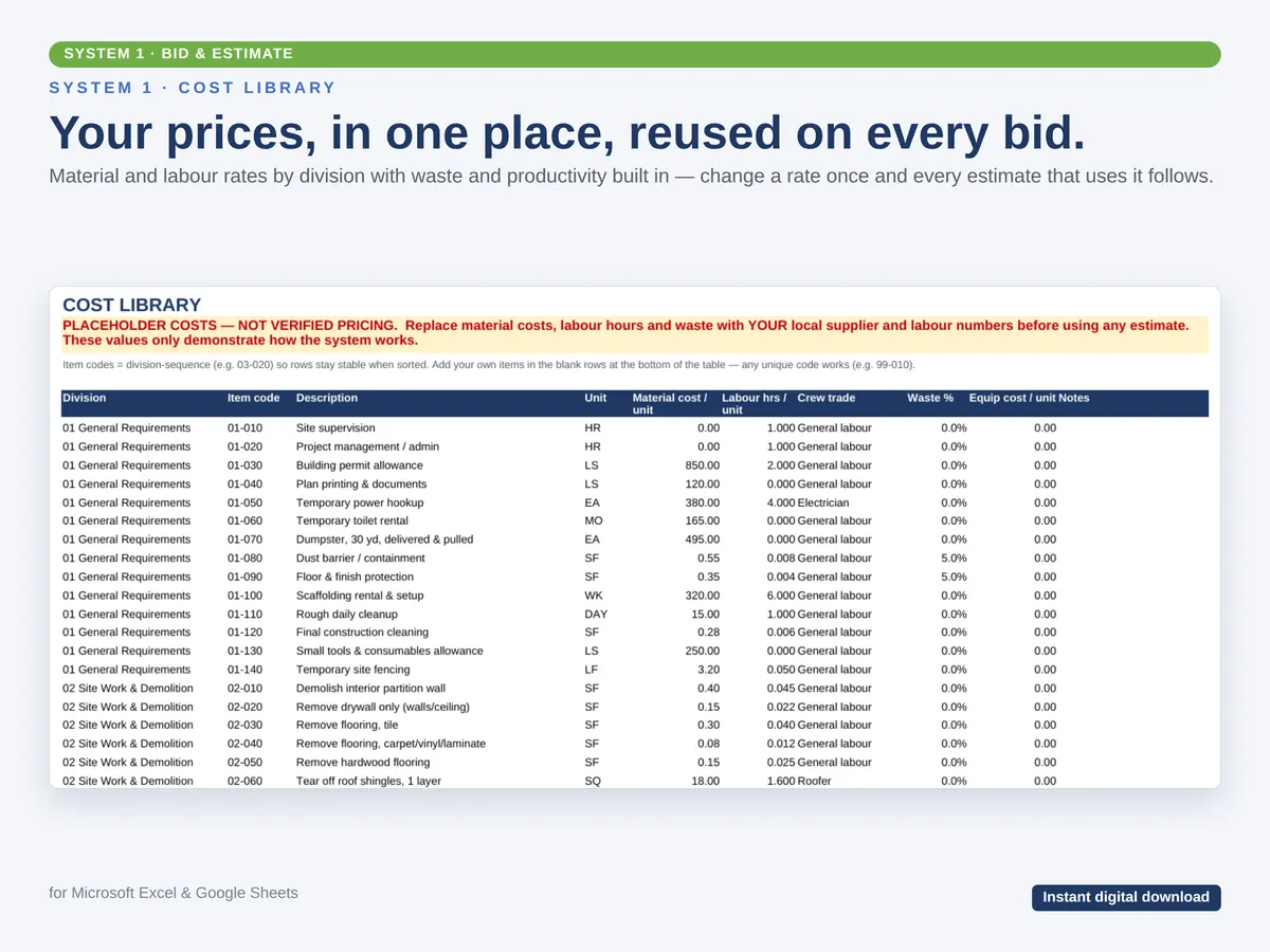 Construction Bid & Project Bundle — real screenshot 3