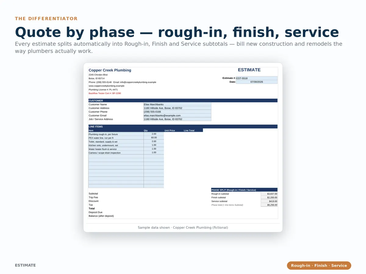 Plumbing Estimate Template & Flat-Rate Price Book — real screenshot 3