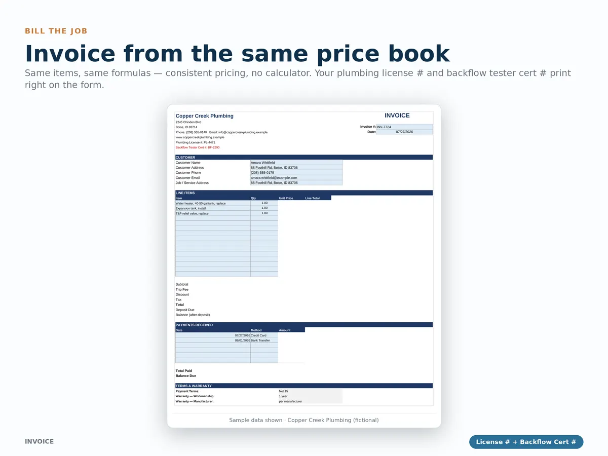 Plumbing Estimate Template & Flat-Rate Price Book — real screenshot 4