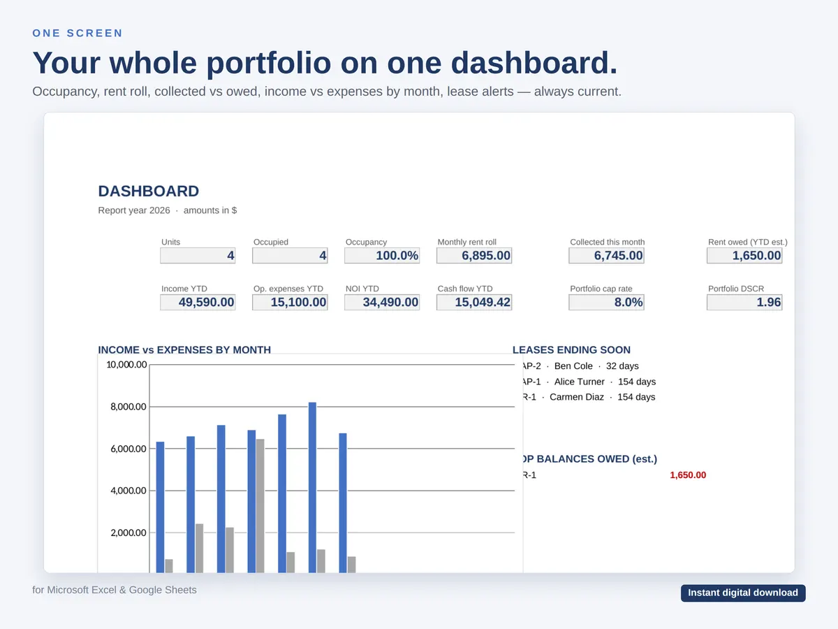 Rental Property Spreadsheet — Landlord Tracker — real screenshot 2